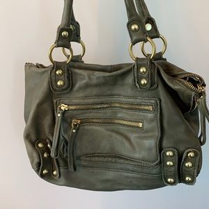 Linea Pelle Shoulder Purse Olive Green w/Gold hardware - Used